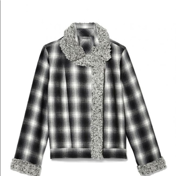 Vince Camuto Flannel & Faux Shearling Moto Jacket - Picture 2 of 6